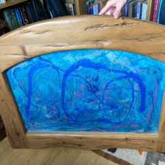 Heavy Wooden picture frame with epoxy painting
