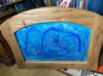 Heavy Wooden picture frame with epoxy painting