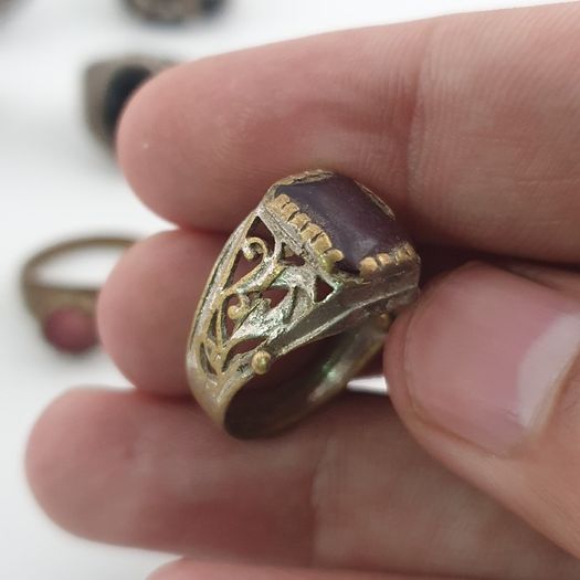 Old World Antique Mixed Brass Artisan Lot of 15 Rings
