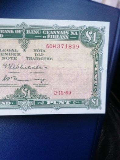 1969 Ireland One Pound Banknote