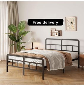 Double Bed Frame with Curved Headboard and Footboard