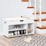 Padded shoe bench 3 compartments white shoe bench with seat cushion, 3 compartment chest, seat for shoe storage with seat, 2 steps, hallway furniture, white Maximum load capacity 150 kg Image 2