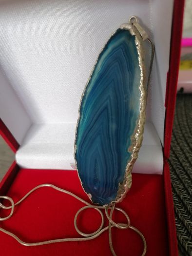 Dragon Vein Agate Pendant on Stg Silver Chain
