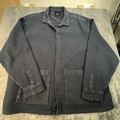 Vans Loose Fit X-Large Button-Up Shirt Jacket Blue Waffle Knit