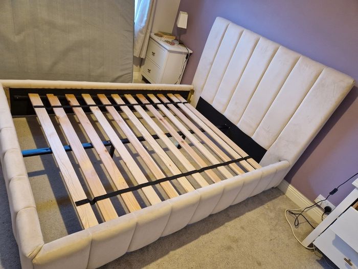 Cream Upholstered Double Bed Frame