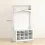 Coat Rack with Shelf & Bench - Shoe Cubbies - Multi Hook Design - White Image 2