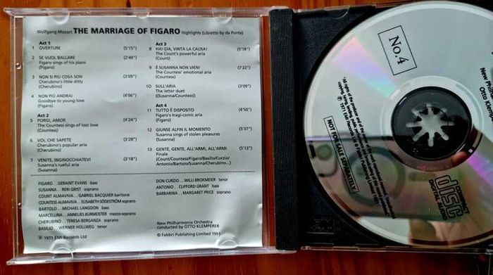 4 CD's Discovering Opera - Madam Butterfly / La Boheme / Figaro / Tosca. VG condition.