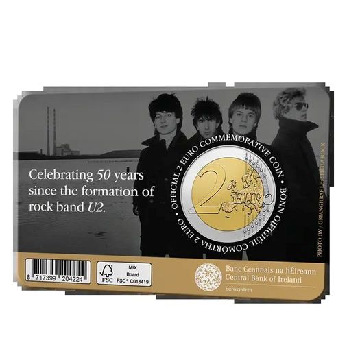 2026 Ireland 2 Euro Commemorative Coin - U2 BU. Coincard.