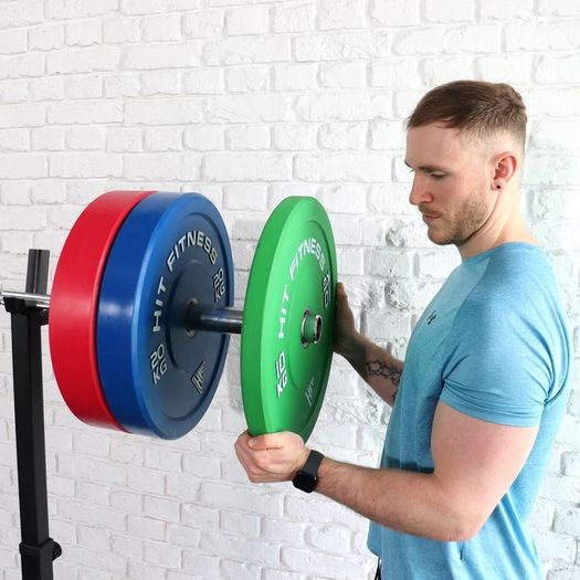 HIT FITNESS Olympic Barbell and 100kg Commercial Bumper Weight Plate Set