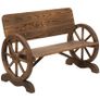 Wooden Cart Wagon Wheel 2 Seater Garden Bench Outdoor Chair Rustic High Back Loveseat Burnt Stained Image 5