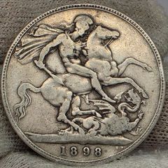 Great Britain Silver 1898 Crown LXII Queen Victoria Coin