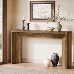 Farmhouse Console Table 140 cm Wooden Sofa Table with Storage for Entrance, Foyer, Hallway, Living Room, Easy Assembly