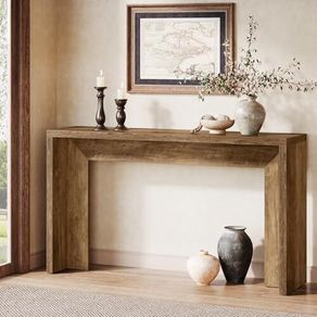 Farmhouse Console Table 140 cm Wooden Sofa Table with Storage for Entrance, Foyer, Hallway, Living Room, Easy Assembly