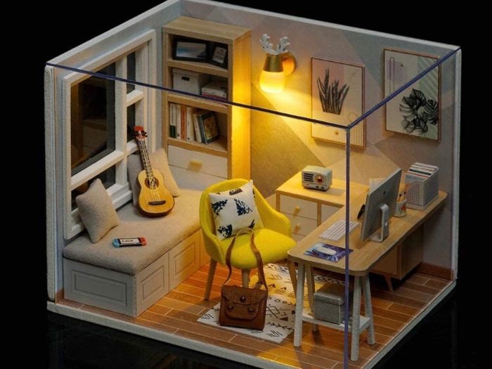 DIY Dollhouse Miniature Kit with Furniture, 3D Wooden Miniature House with Dust Cover and Music Movement, Miniature Dolls House kit (FREE POSTAGE)
