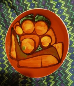 1960/70s Poole Delphis shallow dish/ signed by Gillian Taylor