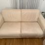 2 Seater White Leather Sofa Bed, Fold-Out Mattres and Armchair Image 5
