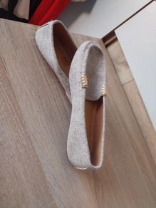 Flat linen look loafers size UK 3