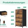 Narrow Chest of Drawers with 4 Drawers, Small Chest of Drawers with Fabric Drawer, Sturdy Steel Frame, Wooden Top, Suitable for Bedroom and Living Room, Retro Image 5