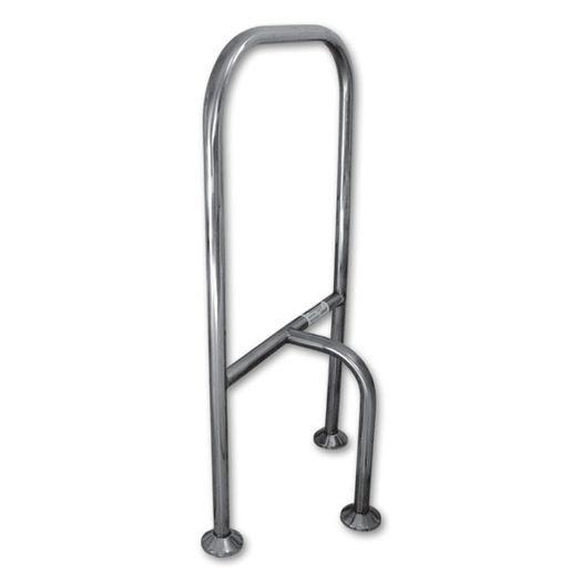 Stainless steel floor mounted grab rail, toilet area support