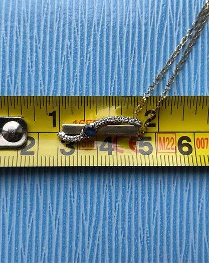 Two Tone 9ct Gold 0.06ct Diamonds and Sapphire Pendant