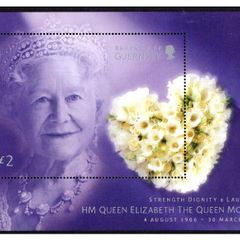 2002 Guernsey Queen Elizabeth, The Queen Mother Stamp Miniature Sheet Mint Never Hinged (MNH)