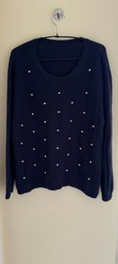 Primark Navy Knitted Jumper with White Pearls