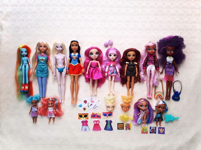 Dolls bundle - 13 dolls Rainbow High, Failfix, Super Hero Girls, Hairdorables, Frozen, Equestria Girls