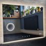 LED Bathroom Mirror 120x90cm Speakers Clock Antifog Dual LED Bright Light Makeup Image 3