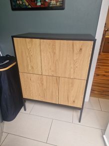 Modern black and oak-effect storage cabinet