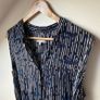 Hobbs London Sleeveless Shift Dress | Navy Blue & White Abstract Stripe Print Midi With Tie Belt Image 2