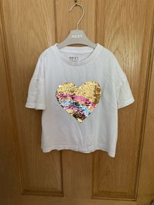 NEXT girls white love heart t-shirt aged 3-4 years