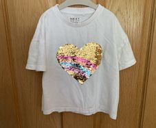 NEXT girls white love heart t-shirt aged 3-4 years