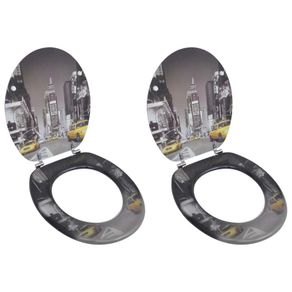 Toilet Seats with Lids 2 pcs MDF New York