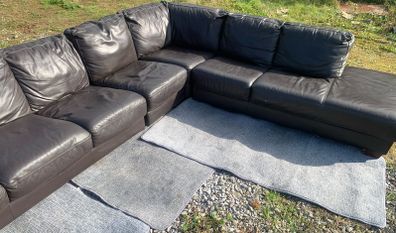 Large High-End Leather L-Shaped Sofa