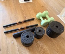 Adjustable Dumbbell Set up to 40 kg with Barbell Connector and 3 kg Dumbbells