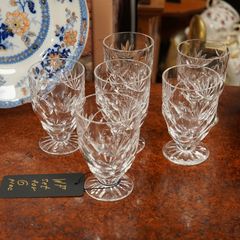 Set of 6 Vintage Waterford Crystal Ashling Footed Tumblers