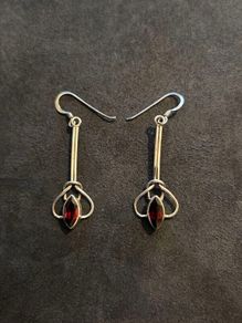 925 Sterling Silver Garnet Celtic Knot Earrings