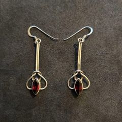 925 Sterling Silver Garnet Celtic Knot Earrings
