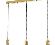 3 light Bar Suspension Brass with Black Cable