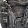 ZARA black supersoft leather tassle hand held bag Image 4