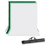 44336 2 x 3m Stand + 3 x 3.6m Cotton Muslin Black, Green, White Background Image 2