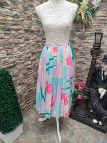 vintage 80s 90s Nicky Ferrari pink floral pleated Midi skirt small postage included