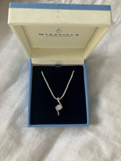 Newbridge Silverware Drop Pendant with Clear Stone