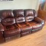 Real leather suite comprising a 3-seater sofa and two matching armchairs. Reclining functions are fully working. No tears  to the leather. Free to collect. Image 3