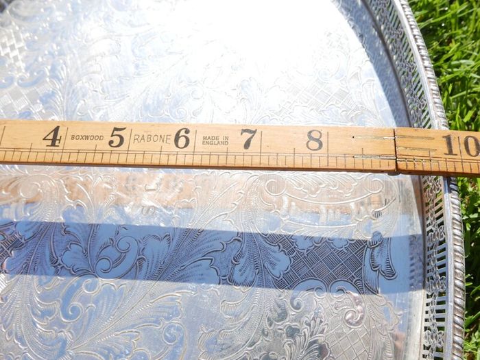 Viners  Silver Alpha Plated Oval Vintage Tray Chased Gallery