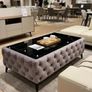 Chester Lux Premium Coffee Table  123 cm (Cream Eco Leather) by PouffeLOVE Image 6