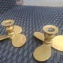 Lovely pair of Vintage solid Brass Nautical Boat propeller Candlestick holders Image 9