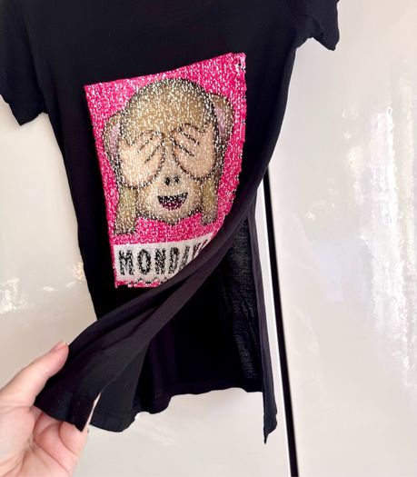 Black Reversible Sequin Emoji T-Shirt | Age 10-11 Years (146cm)