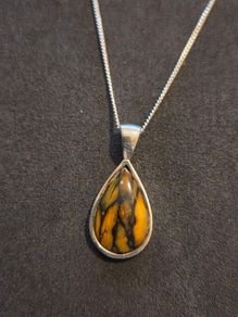 925 Sterling Silver Fruit Jasper Pendant Necklace