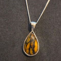 925 Sterling Silver Fruit Jasper Pendant Necklace